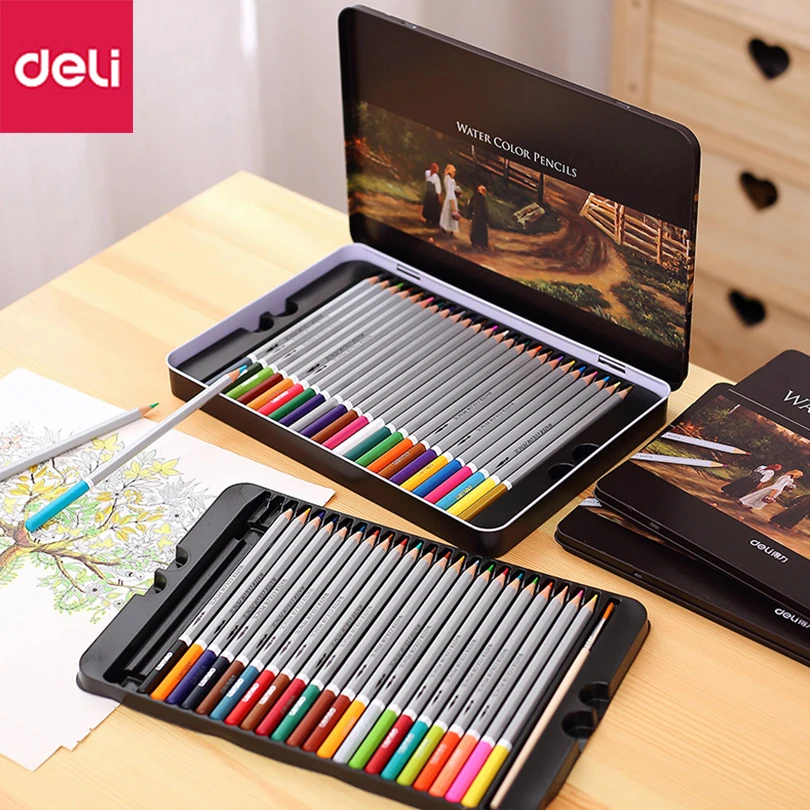 

Deli Professional color Pencils Set for Drawing 48 Colors Painting Sketch Tin Box Art School artist Supplies colour pencil