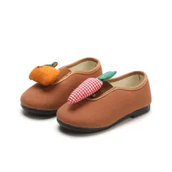 2018 г. Студенческая обувь для девочек, черные, коричневые, белые, милые парусиновые кроссовки с рисунком тыквы и моркови для девочек, размер
