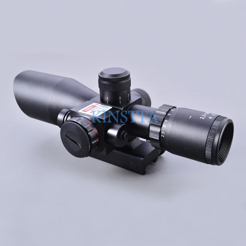 KINSTTA 2.5-10x40 المزدوج مضيئة ليزر Riflescope بندقية نطاق قطع ظلة مع الليزر الأحمر للصيد CS معركة