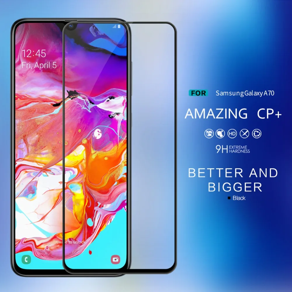 Для samsung Galaxy A70 CP+ Полное покрытие закаленное стекло 9H 2.5D изогнутый экран протектор NILLKIN удивительная нанометровая пленка