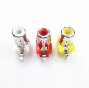 

100PCS/LOT AV-8.4-5 2x Holes 2Pins RCA Sockets 90Degree Audio Video Connecctors Jacks yellow white red