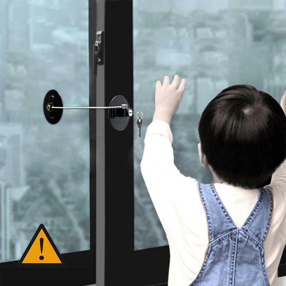 

Home Portable Refrigerator Window Use Safety Lock Multifunction Round Sturdy No Punch Security Rustproof Children Protect