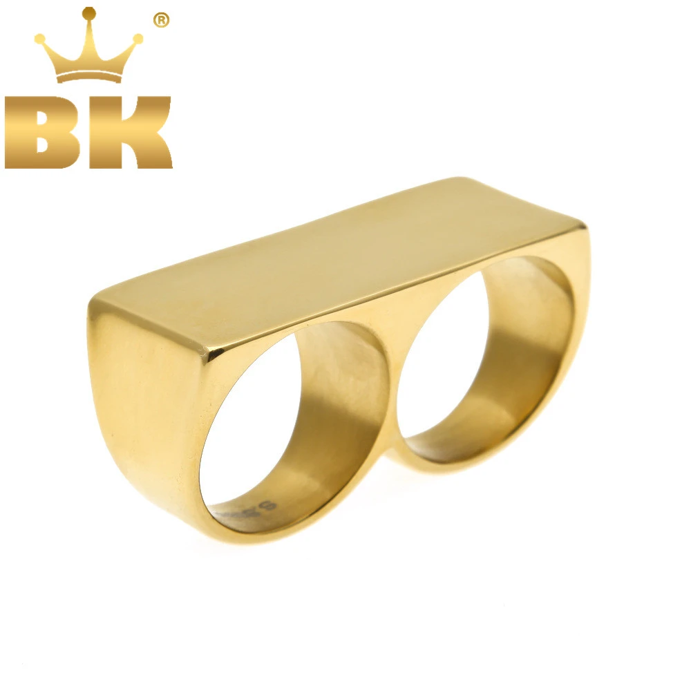 Anillo de dos dedos de para hombre y mujer, sortija de motorista estilo Hip Hop, con personalidad, talla 10 11 disponible| - AliExpress