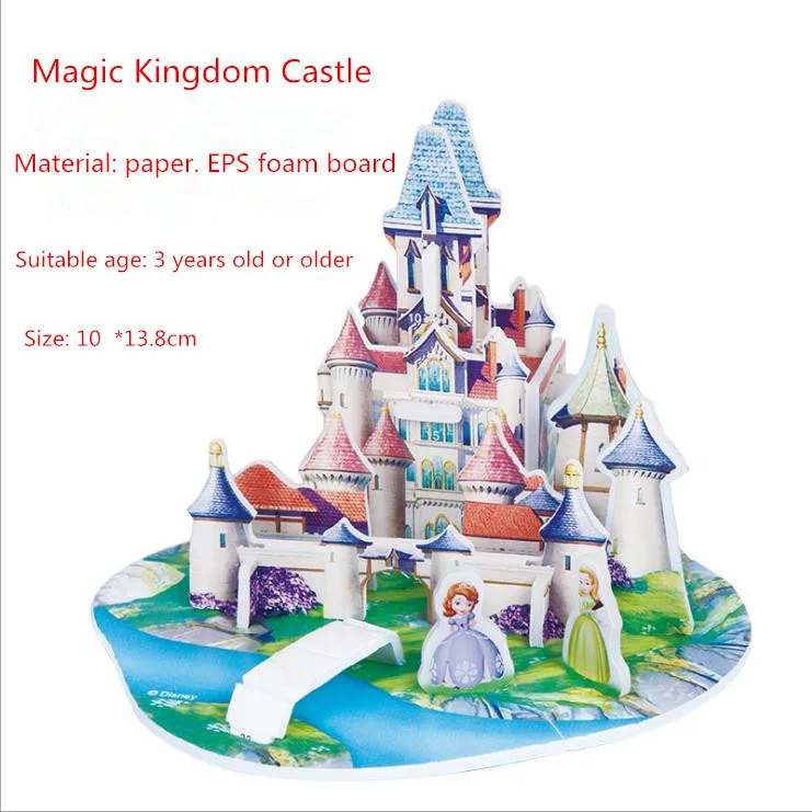 

Hot Disney 3D Puzzle Castle Model Cartoon House Assembling Paper Toy Kid Early Learning Construction Pattern Gift Children House