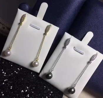 

free shipping charming gorgeous 9-10mm Freshwater pearl earring 925silver ( 2colour choose) Special offer