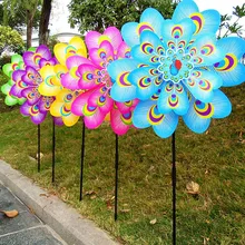 Милый двухслойный Павлин ветряная мельница ветряной Спиннер дворовый садовый декор случайный цвет