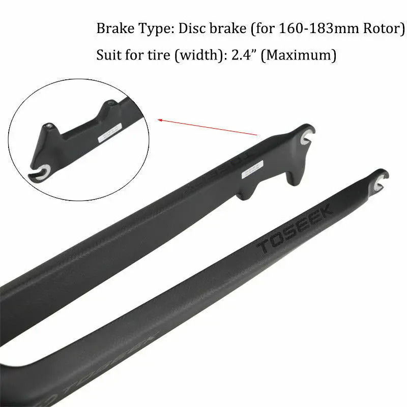 TOSEEK 1-1/" MTB Карбоновая вилка жесткая прямая Дисковая тормозная Велосипедная вилка горный велосипед тормозные вилки супер светильник 26/27. 5/29er