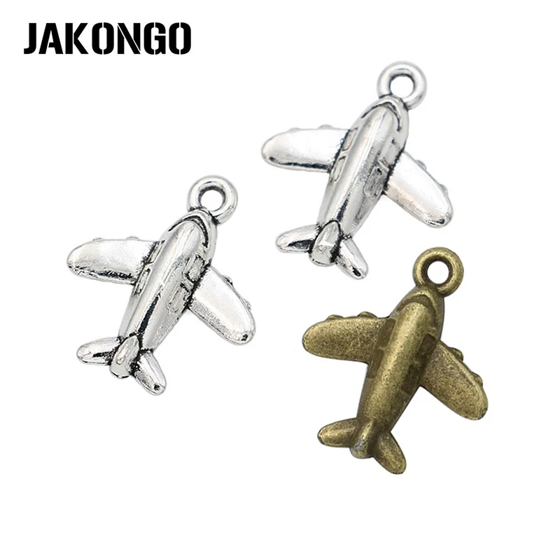 

30pcs Antique Silver Brown Plated Plane Charms Pendants for Jewelry Making Bracelet Jewelry Findings DIY Handmade Craft 15x14mm