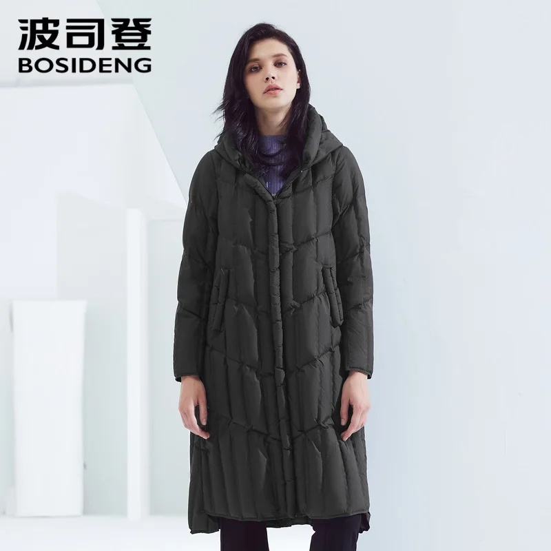 

Bosideng down jacket women's long hooded casual wild long winter jacket female special back B80131116