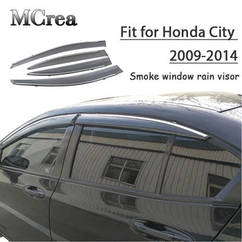 

MCrea 4pcs ABS Car Smoke Window Sun Rain Visor Deflector Guard For Honda City 2009 2010 2011 2012 2013 2014 Accessories