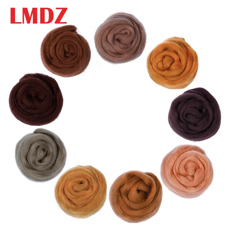 

LMDZ 1PCS 100g Brown Animal Felting Wool Fibre Flower Animal Wool Roving Needle Handmade Spinning DIY Craft Felting Materials
