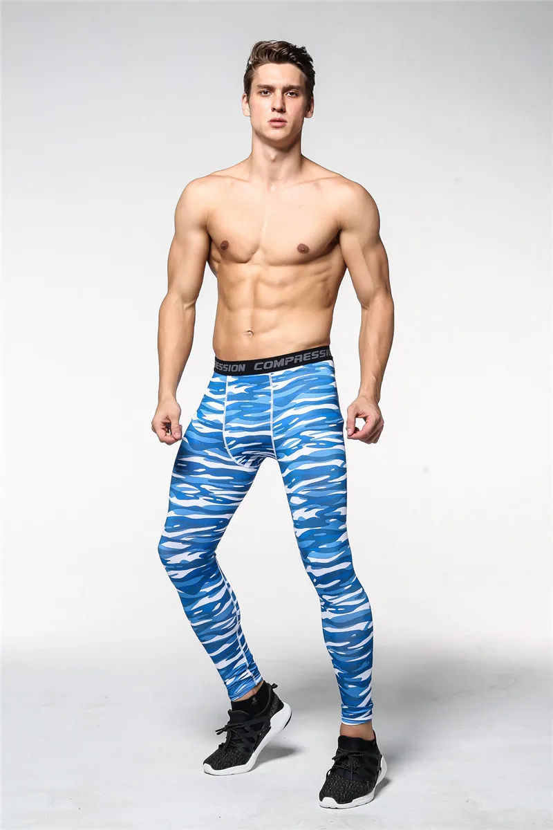 Blue White long pants men sport wear (2)