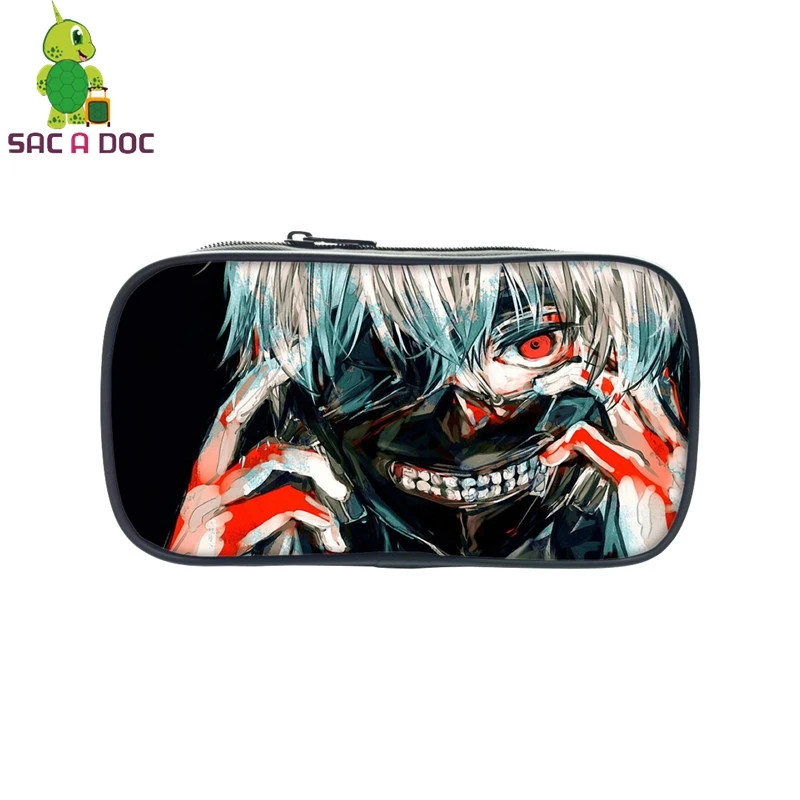 

Anime Tokyo Ghoul Cosmetic Bag Kaneki Ken Printed Pencil Case Large Capacity School Supplies Makeup Purse Bags Kids Best Gift
