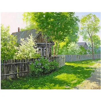 

DIY round diamond painting 5D "Country Scenery" pattern embroidery cross stitch mosaic diamond rhinestone home decoration gift