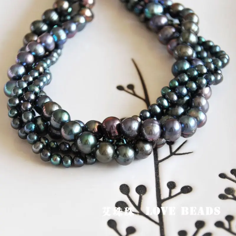 

natural freshwater black pearl oval loose beads jewelry making