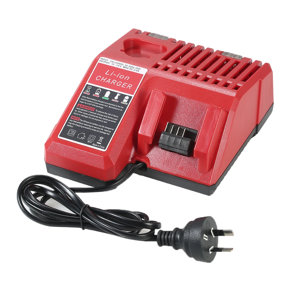 

Replacement Li-ion Battery Charger power tools Lithium-ion Battery Charger for Milwaukee M12 M18 Battery Packs AC110-230V
