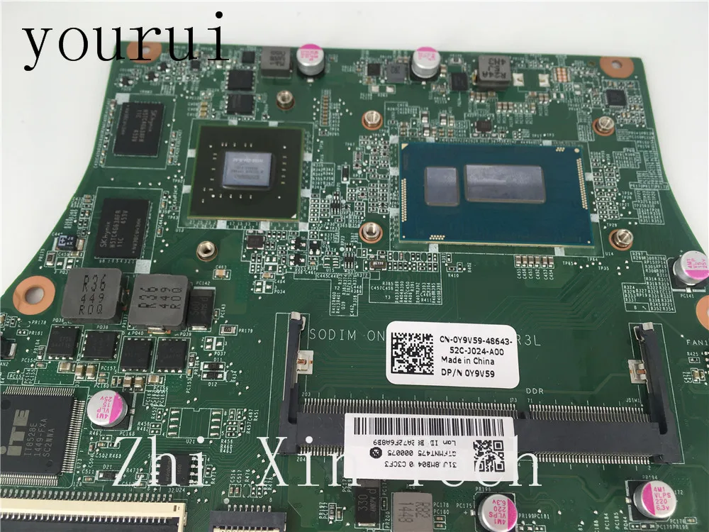 Yourui для Dell Vostro 5480 V5480 Материнская плата ноутбука SR1EK i3-4005u cpu CN-0Y9V59 0Y9V59 CN-0Y9V59 DAJW8GMB8C1 Протестировано хорошо