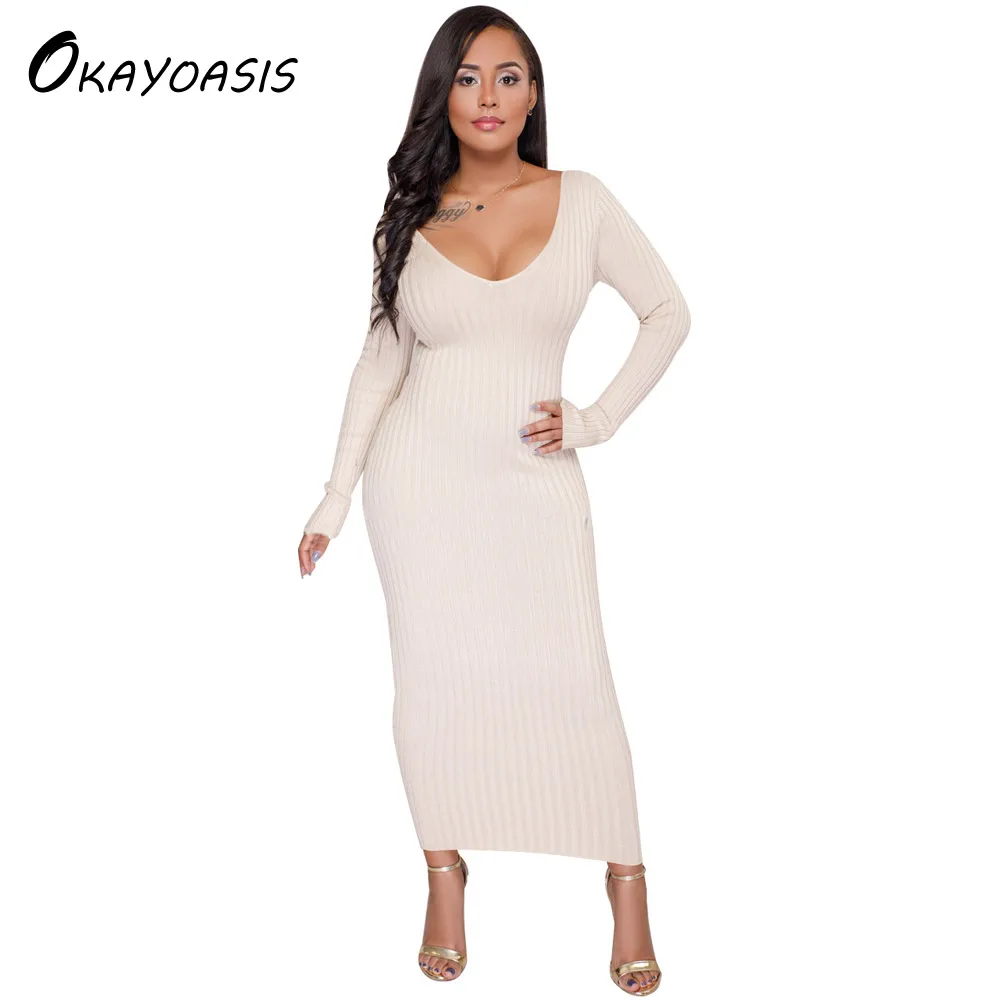 long sleeve ankle length bodycon dress