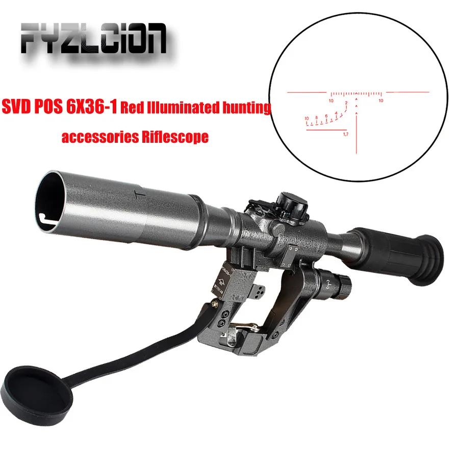 

FYZLCION Tactical Hunting SVD POS 6X36-1 Red Illuminated Hunting Accessories Riflescope with Sniper Shooting Airgun Air Rifle