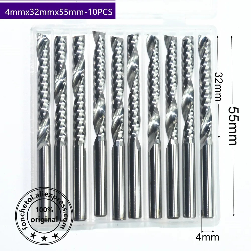 10PCS 4mm*32mm,CNC Solid carbide end mill,woodworking router bit,1 ...