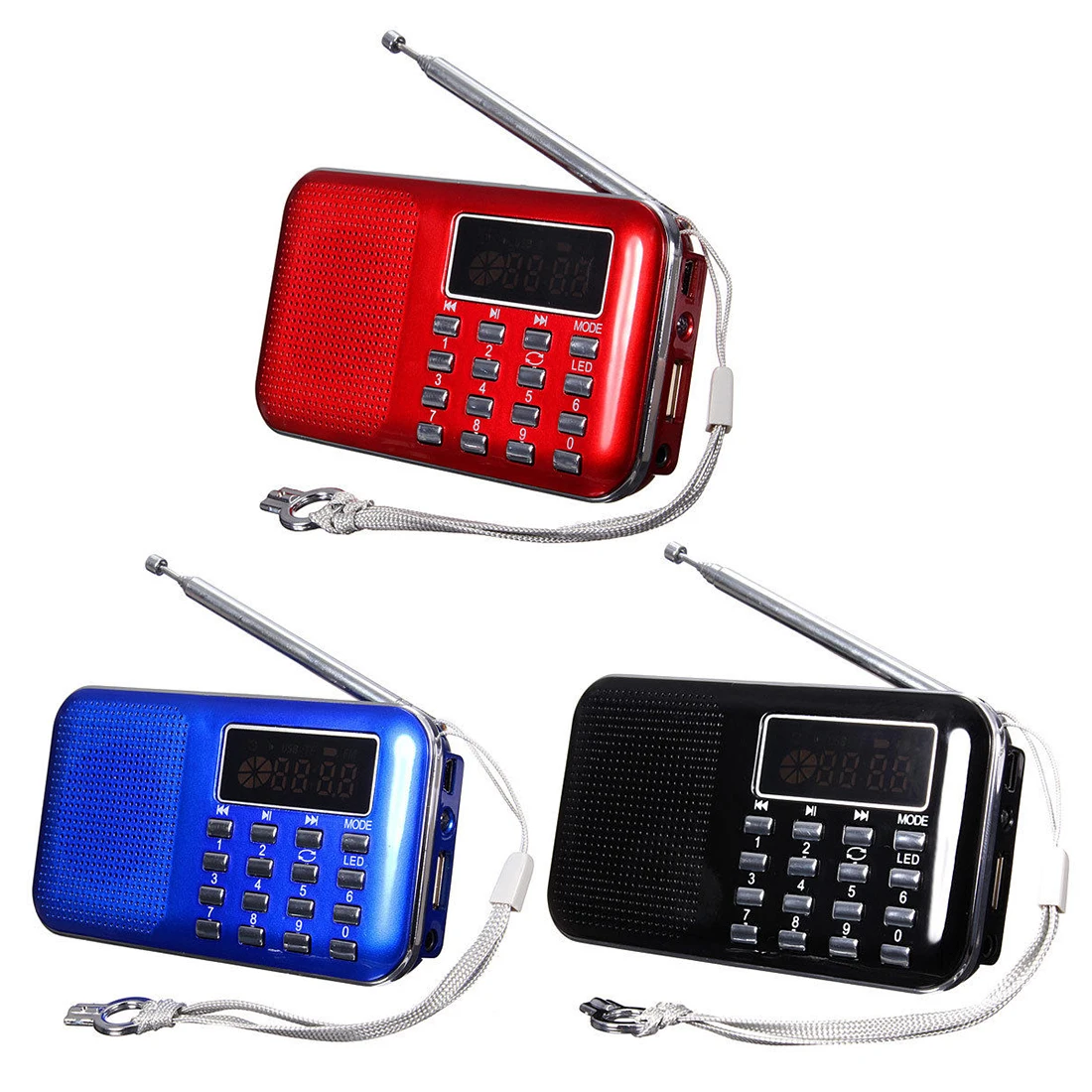 Мини Портативный светодиодный цифровой fm радио динамик USB Micro SD TF карта MP3