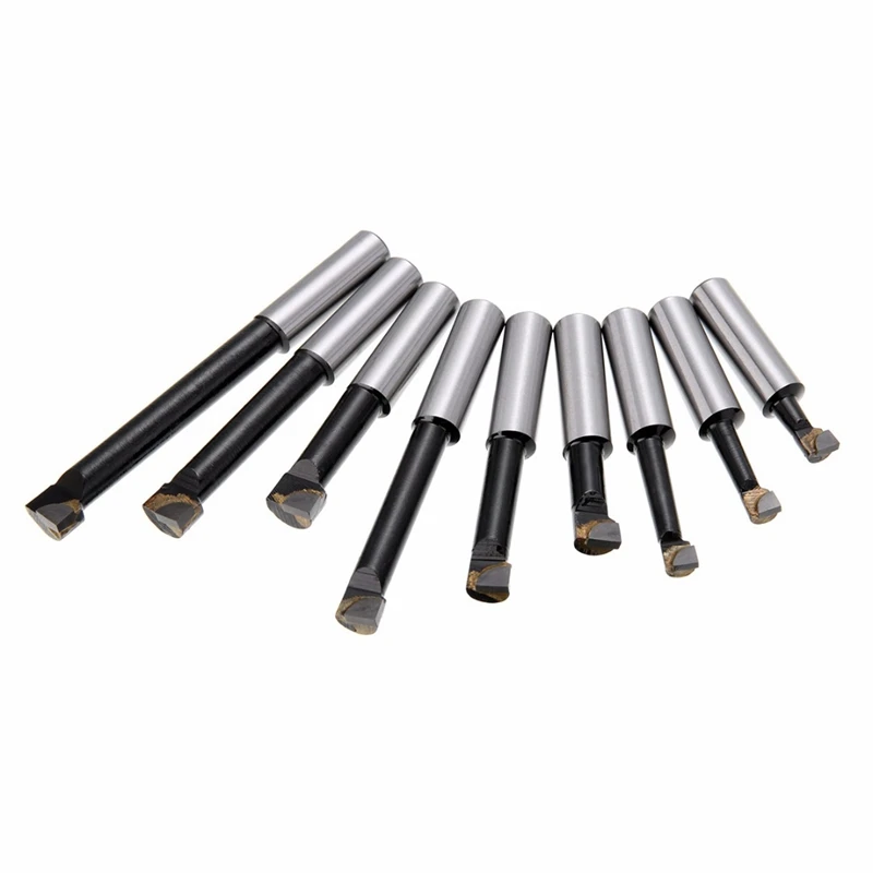 Carbide boring tool 9Pcs Durable Hard Alloy Shank Boring Bar Set Carbide Tipped Bars 12Mm For 2 Inch 50Mm Boring Head For Lathe Milling Mayitr