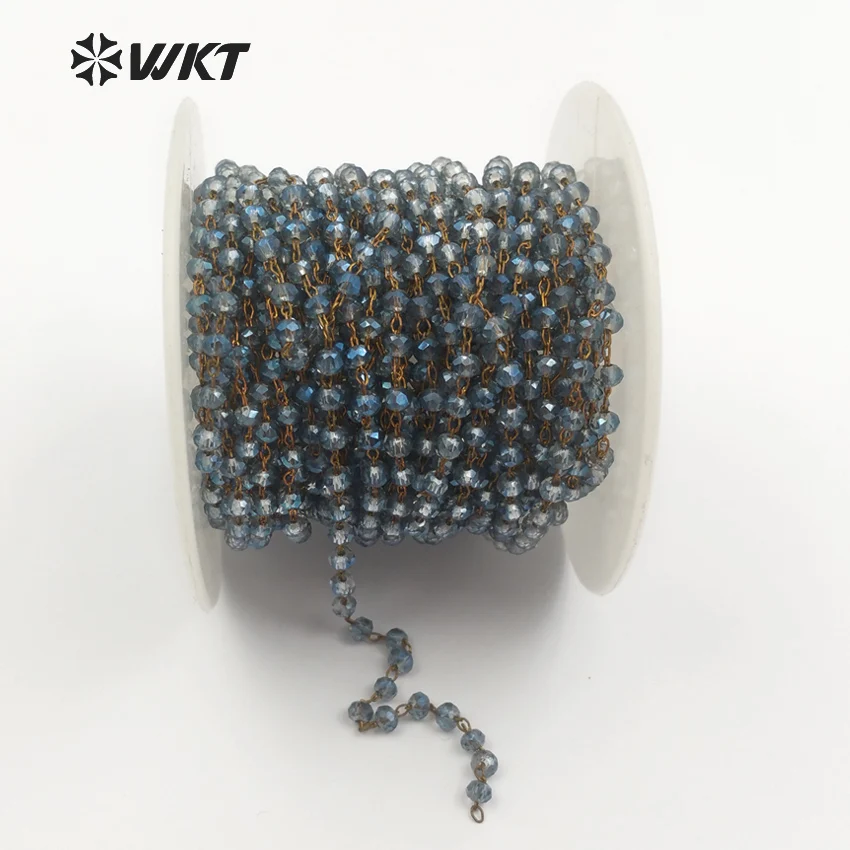

WT-RBC044 Wholesale Custom Sparkly Round Beads 2.0 Chain With light black Chain Custom Length 5m/lot Fashion Jewelry