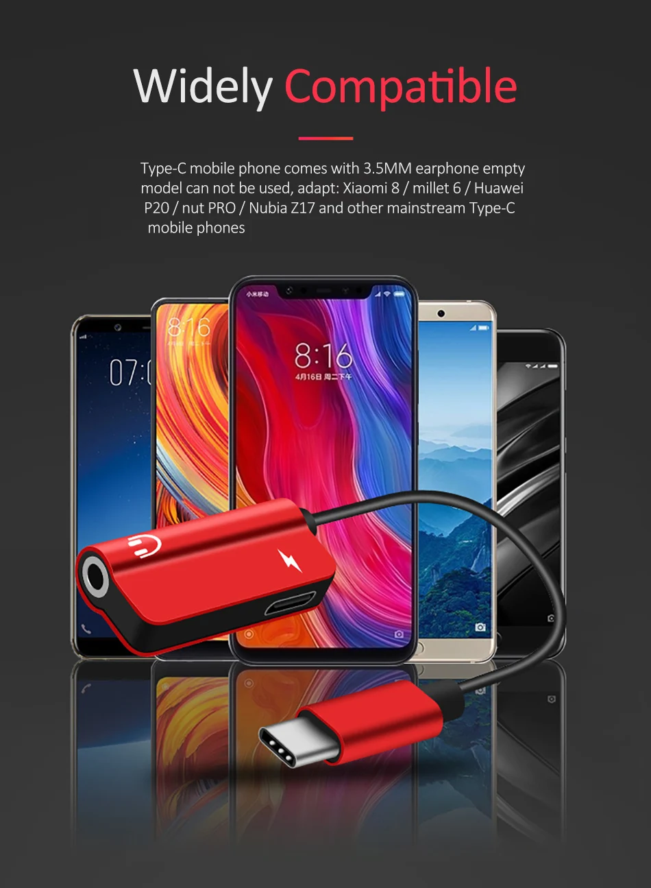 !ACCEZZ 2 in 1 USB Type C Fast Charger 3.5mm Adapter For Xiaomi Mi 6 Huawei Mate 10 Pro Jack Headphone Audio&Charging Splitter (7)