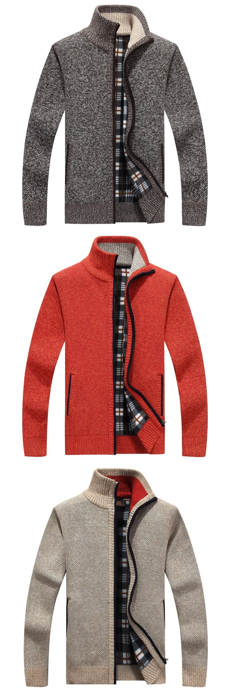 Мужская куртка осень весна зима стоячий воротник шерстяное пальто на молнии пуловер мужские повседневные трикотажные свитеры верхняя одежда