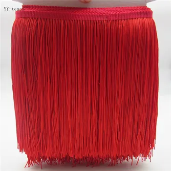 

5 Meters 20cm Width Polyester Lace Fringe Tassel red Fringe Lace Trim Ribbon Sew Latin Dress Stage Garment Accessories