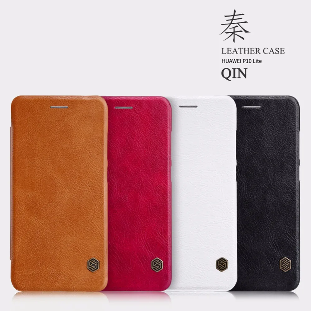 

for Huawei P10 Lite / Nova Lite 5.2" Nillkin Qin Series Cell Phone Leather Cases Luxury Flip Leather Case Funda with Card Slot