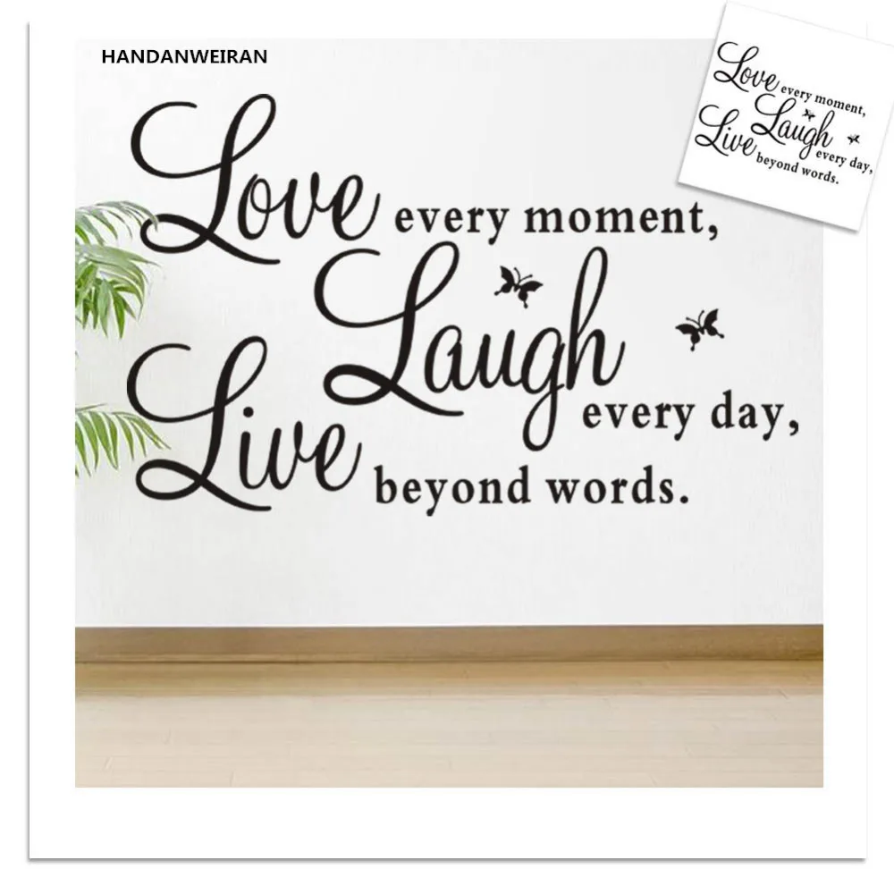 

1 SET Hot Sales-Promotion Live Love Laugh Letters Transprent Waterproof Vinyl Wall Quotes Decal Home Decor Wall Stickers