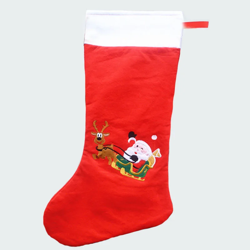 

74cm length large christmas stockings with santa claus and reindeer pattern felt xmas gift bags santa claus bag