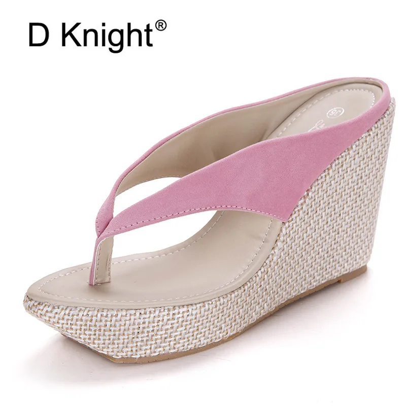 Bohemia Summer Platform Wedges Sandals Comfortable Slip On Slippers Black Red Pink Flip Flops Wedges Heels Sandalias Plataforma (8)