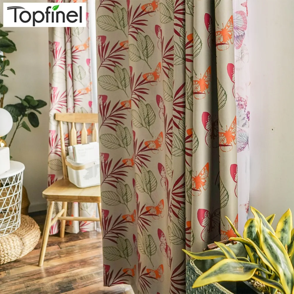 Topfinel шторы с узорами бабочками и листьями для гостиной спальни кухни Тюль панель модный стиль Занавески высококачественные