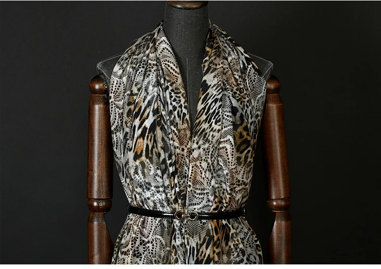 137 см Ширина 16 мм сексуальный леопардовый кружевной принт шелк тутового шелкопряда крепдешин ткань для женщин летнее платье Блузка Шитье AF985