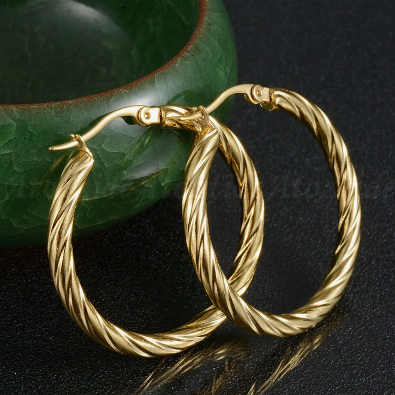 2017-New-Polishing-Paparazzi-Stainless-Steel-Hoop-Earrings-For-Women-Gold-Color-Punk-Round-Circle-Hoop (2)