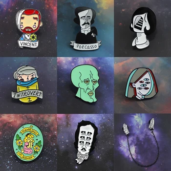 

Painter Self Portrait Brooch Allan Pole Van Gogh Mystery Girl Eye Squidward Introvert Boy Princess Prayer Ghost Enamel Pin Badge