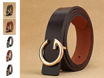 

High Quality genuine leather woman luxury belts Brand Belt for woman's Jeans G buckle Strap Waistband Round Ring buckle cowskin