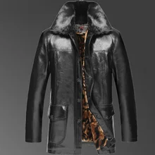 Новое поступление зима известный бренд мужские повседневные куртки и пальто из искусственной кожи с большим меховым воротником плюс бархатная подкладка мех один