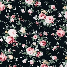 Горячая черные розы цветы хлопок Ткань 2 ярдов, ширина 1,45 метров оптом Поплин Ткань цветочная ткань