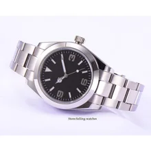 Parnis с сапфирами стекло черный стерильный циферблат 40 мм автоматические мужские часы