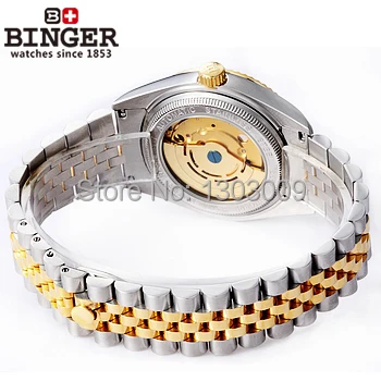Бингер, настоящие золотые автоматические механические часы, женская форма, женское платье, модные повседневные брендовые Роскошные наручные часы, оригинальная коробка