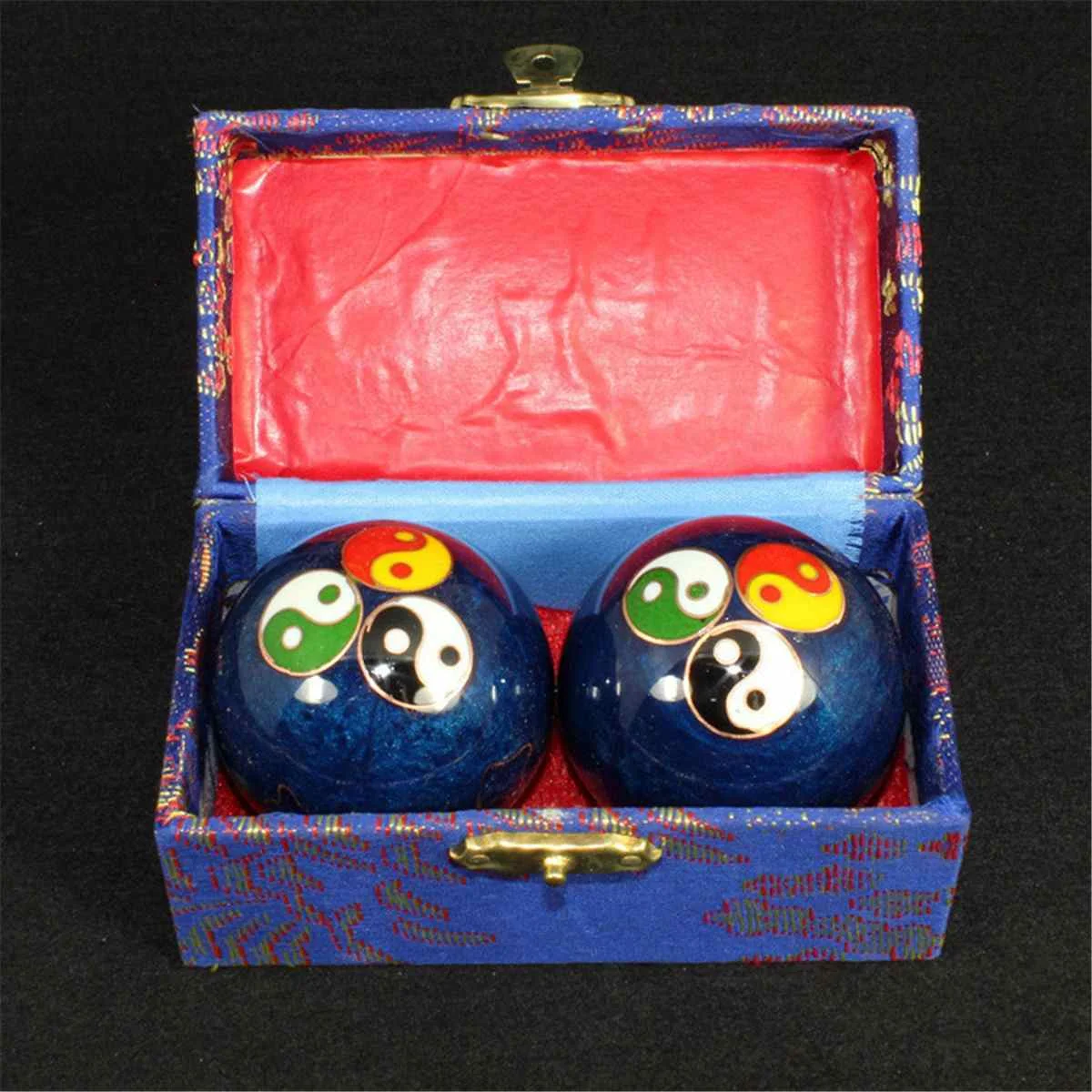 Chinese Health Blue Baoding Ball Daily Exercise Stress Relief Handball Therapy Massager Ball Hand Strength Fitness Balls 47mm - Цвет: Синий