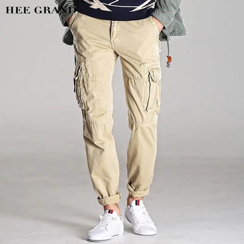

HEE GRAND 2018 New Style Men Cargo Pants Multi-Pockets Decoration Whole Cotton Material Casual Male Spring Autumn Pants MKX1163