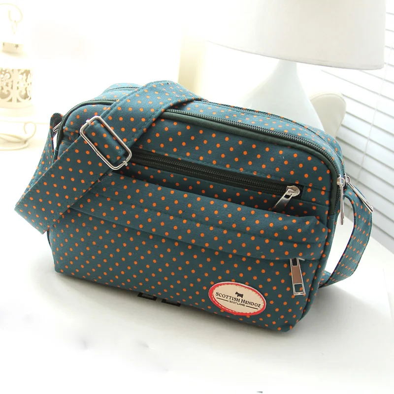 

QZH Fashion 2017 Cotton Mini Casual Messenger Bags For Kids Women Crossbody Bag Dot Printed Ladies Mummy Shoulder bags