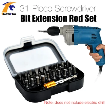 

Hand Tool Sets 31 Piece Screwdriver Bit Extension Rod Set Magnetic Multi-Purpose Head Chrome Vanadium Steel