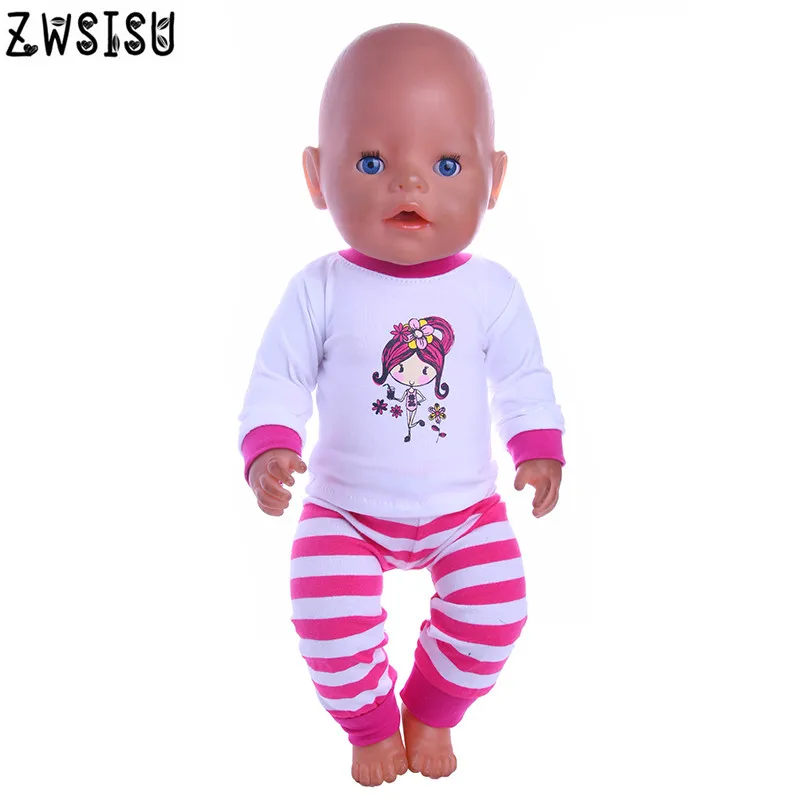 Кукольная Пижама Ночные рубашки с милыми рисунками животных, подходит для 18 дюймов, американская кукла и 43 см, кукла для новорожденных, для поколения, игрушки для девочек
