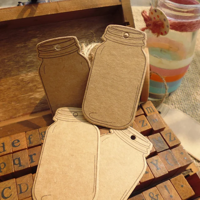 50pcs Bottle Shaped Kraft Bookmark Blank Kraft Gift Tags Price Label