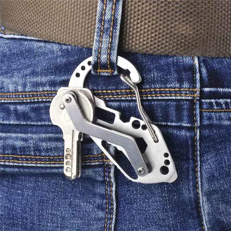 EDC gear stainless steel compact multifunction key chain holder clamp